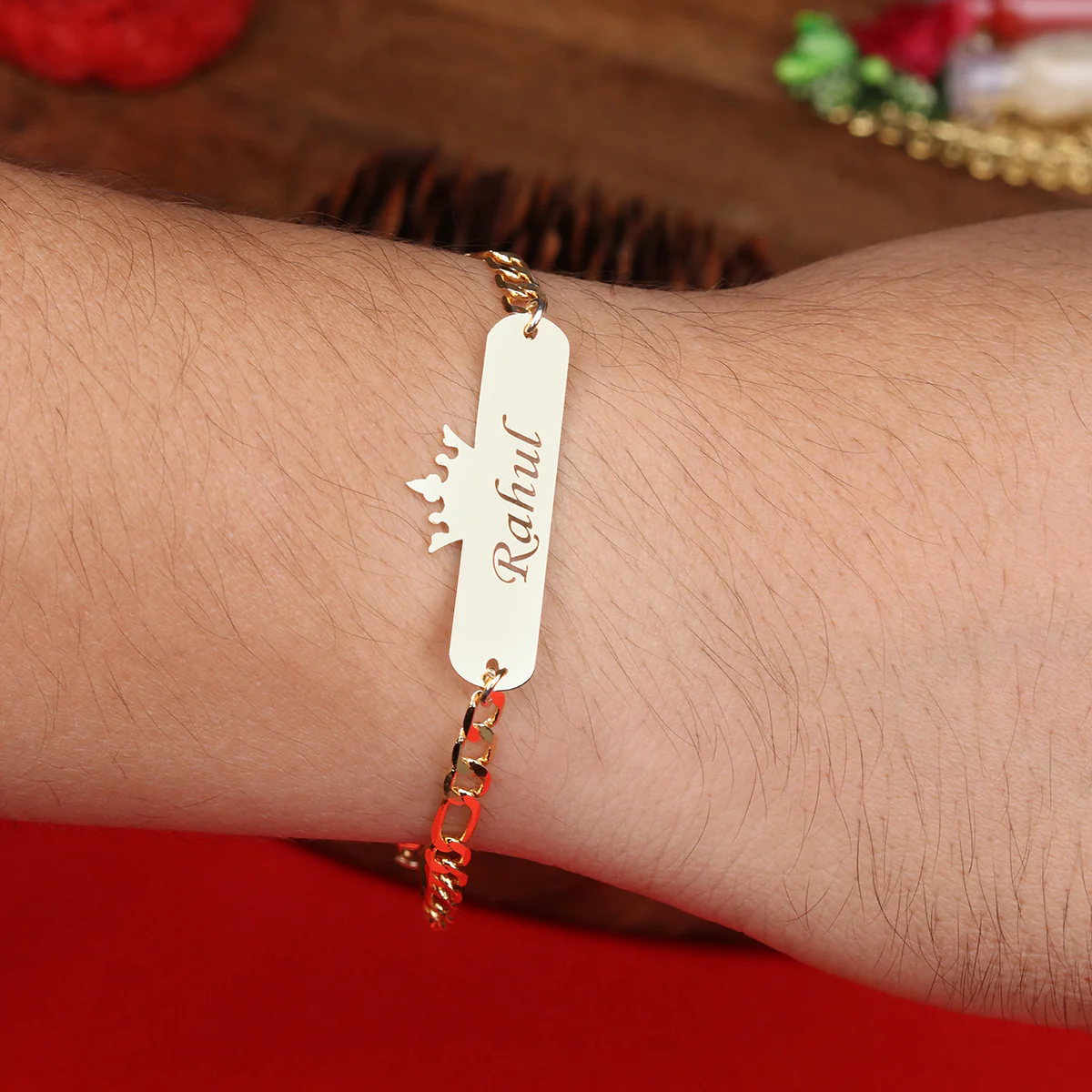 Personalized Metal Crown Rakhi With Name - Image 2