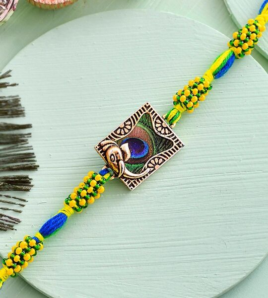Men Peacock Feather Thread Rakhi