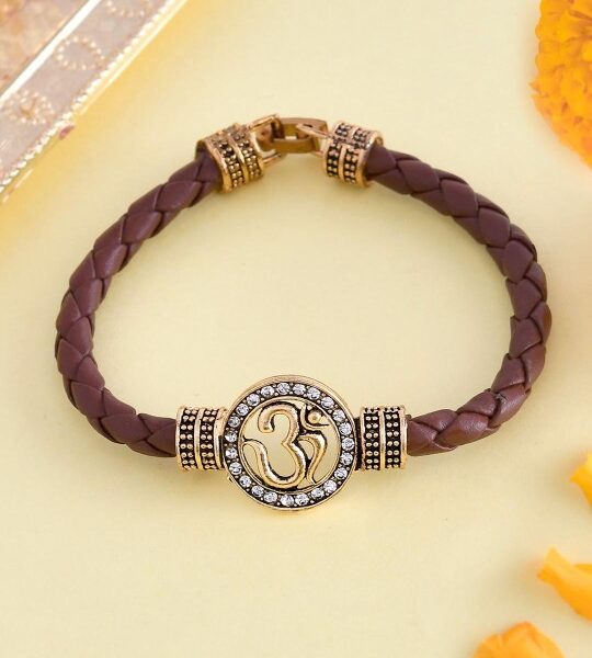 Om Leather Bracelet Style Rakhi