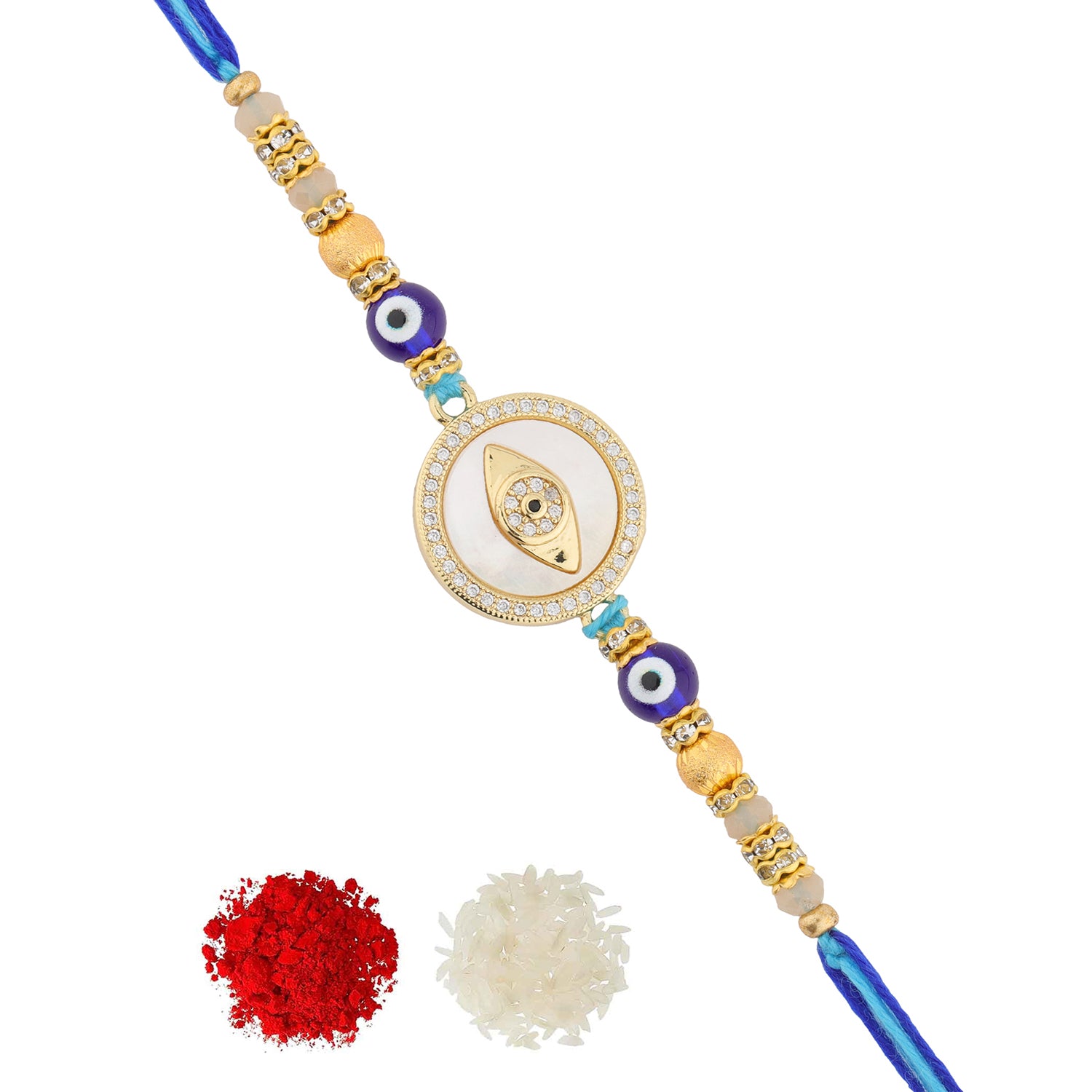Diamond Charm Evil Eye Rakhi For Brother - Image 2