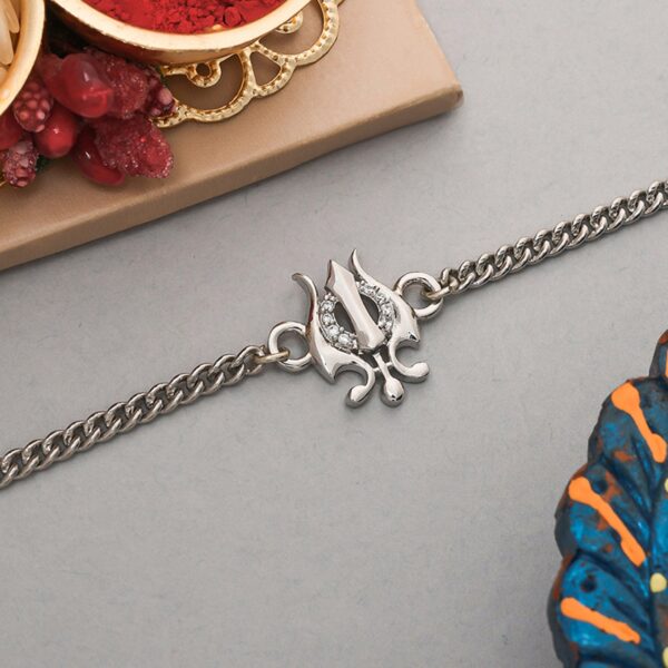 Trishul Silver Plated Bracelet Rakhi