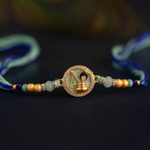 Lord Krishna Matki Divine American Diamond Rakhi For Brother