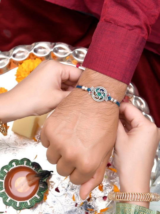 Beaded Mandala Inspired Thread Rakhi - Image 3